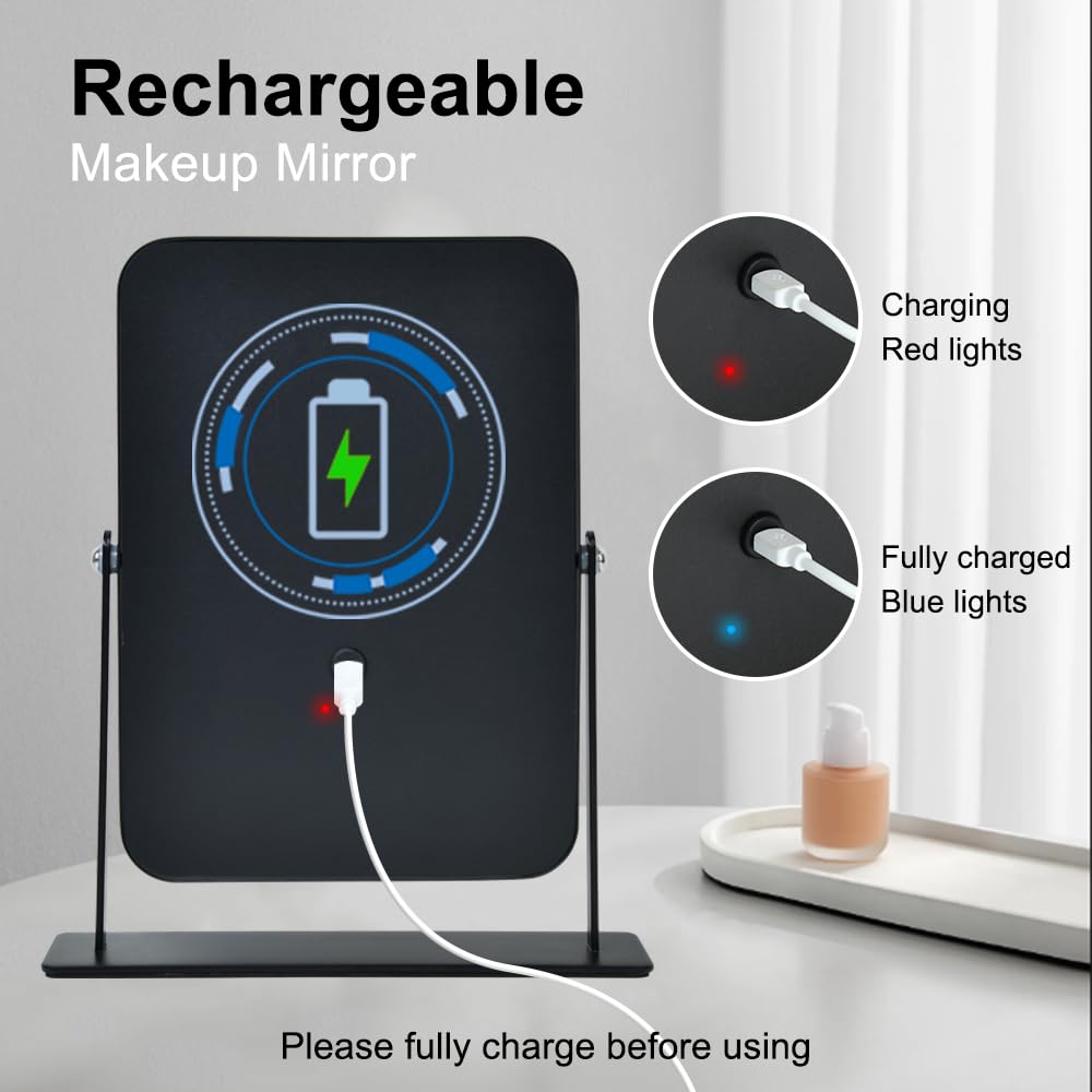 YEKKOPT Portable Desk Vanity Mirror with three-colour illumination