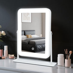 YEKKOPT rechargeable vanity mirror front view with LED lights