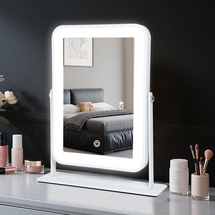 YEKKOPT rechargeable vanity mirror front view with LED lights