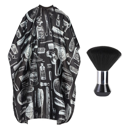 YELEGAI Professional Hair Cutting Cape front view with barber supplies pattern
