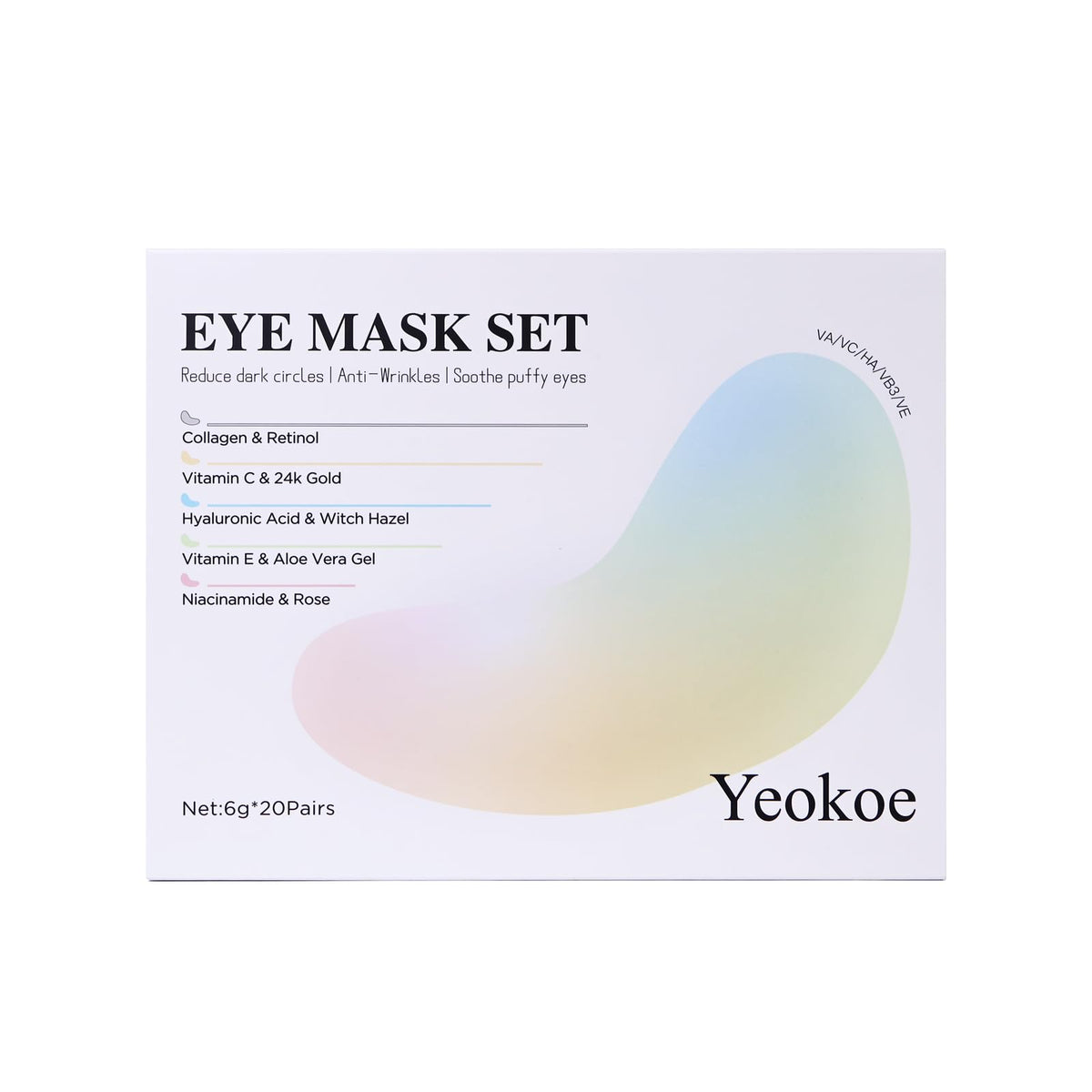 Yeokoe Under Eye Patches displayed with skincare products