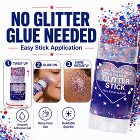 Yeweian Hair Glitter Stick applied to hair for a festive look