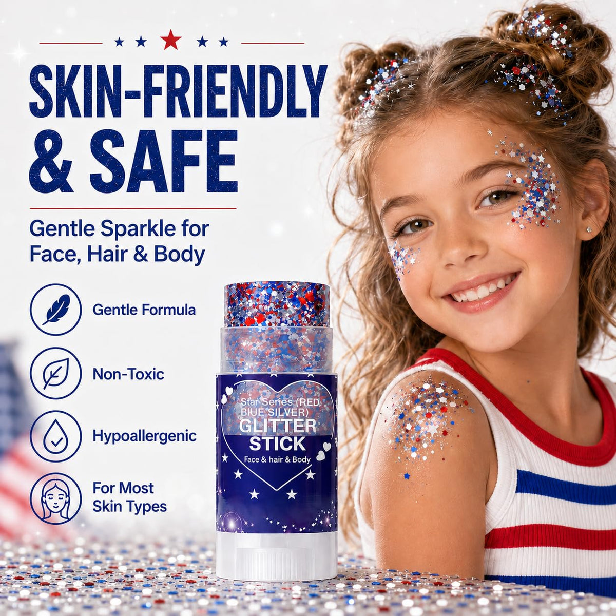 Yeweian Hair Glitter Stick packaging with dimensions