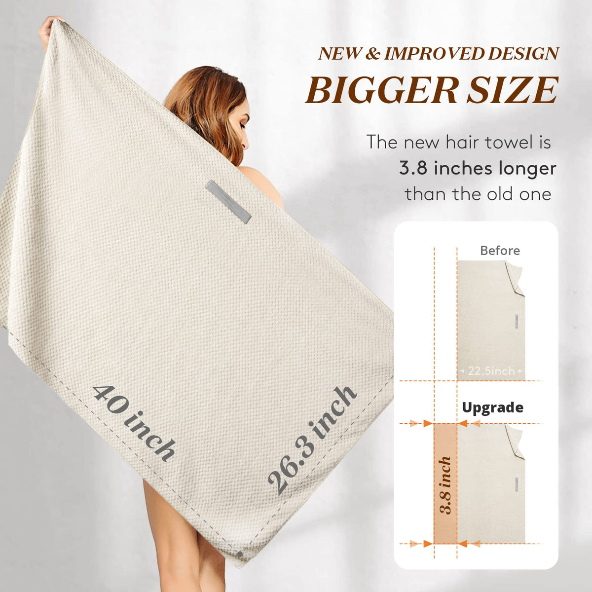 YFONG hair towel wrap displayed folded on a bathroom counter