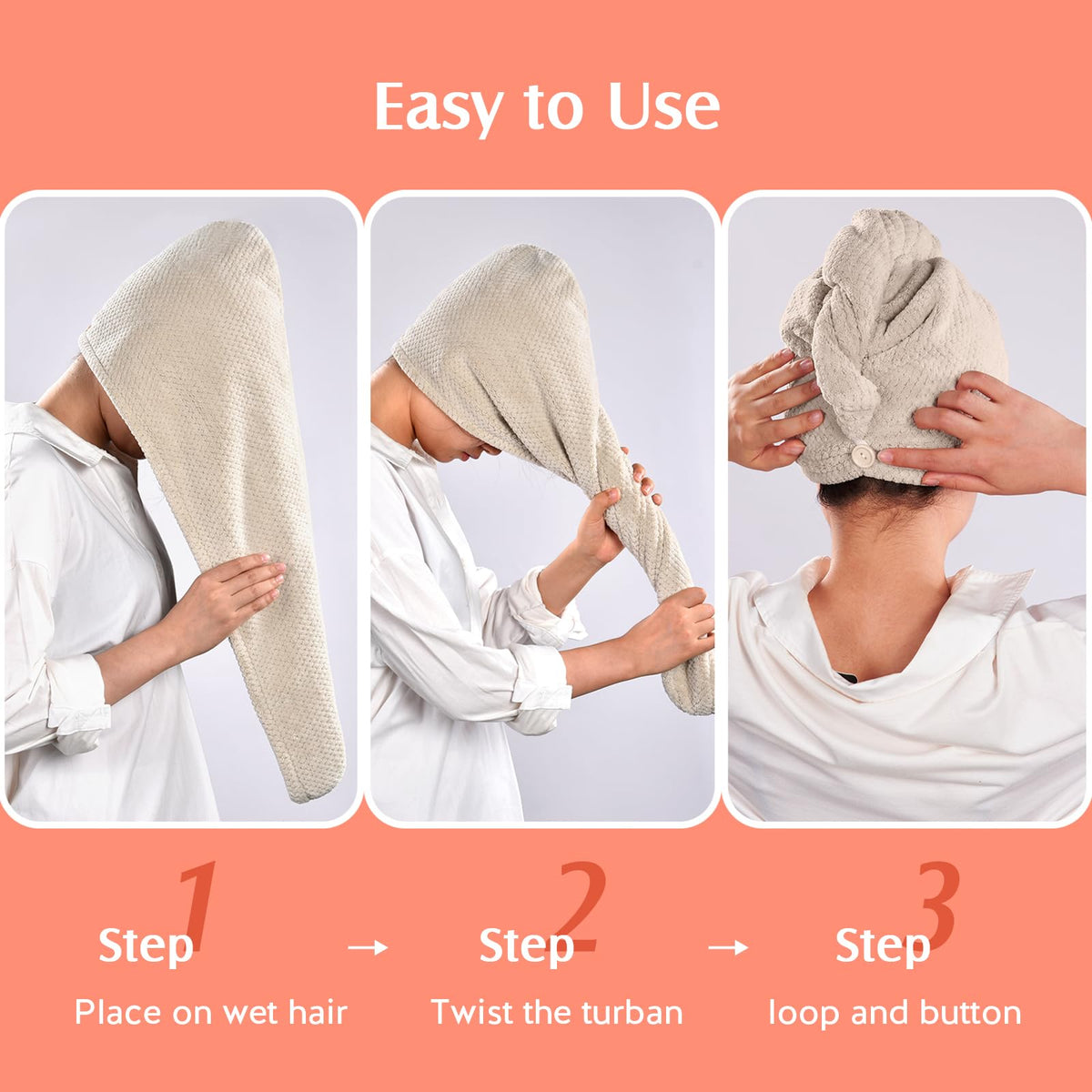 YFONG hair towel wraps displayed in different colours