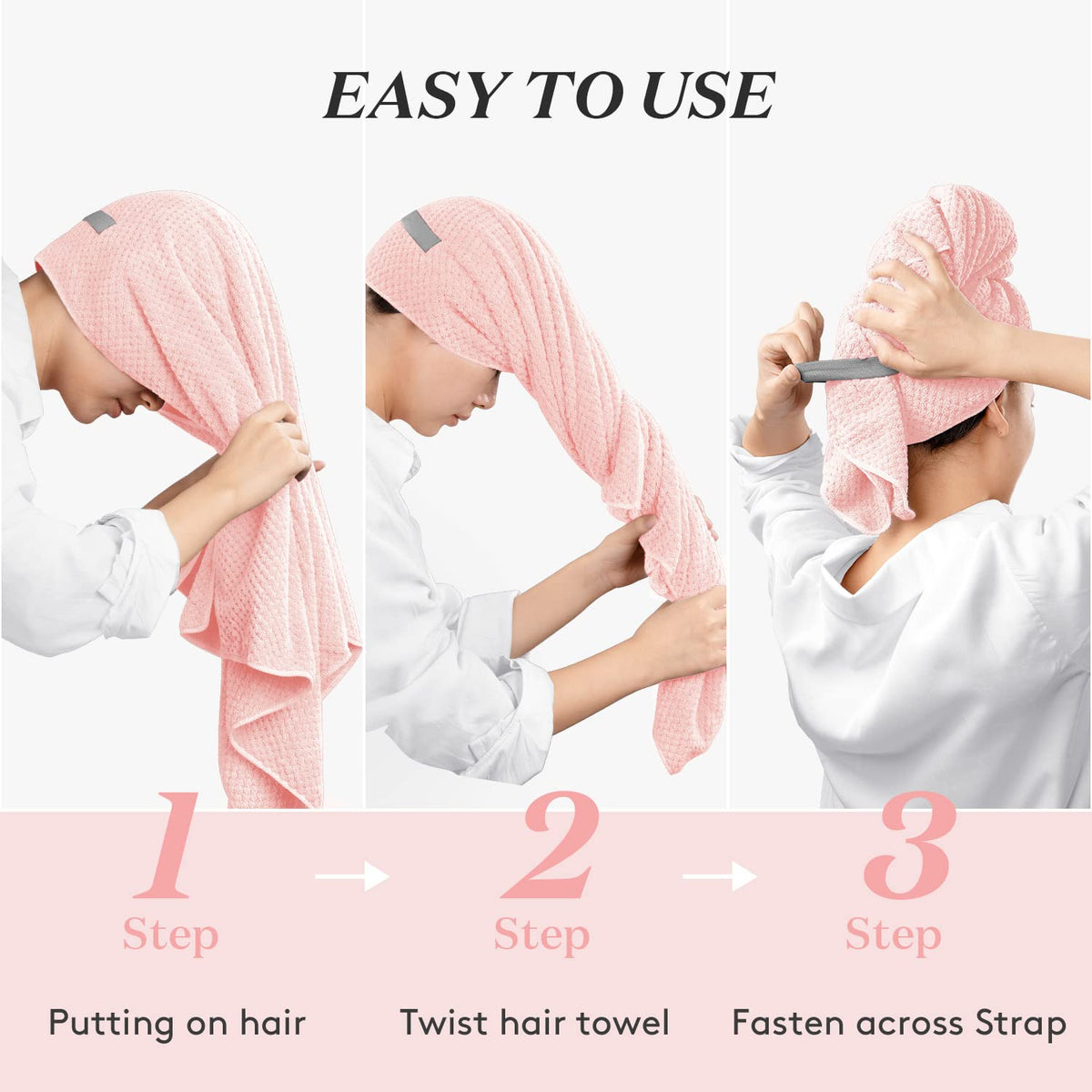 YFONG Large Microfiber Hair Towel Wrap being used by a woman