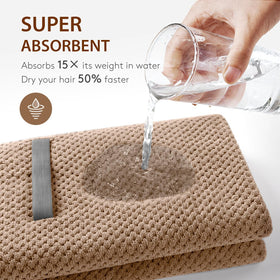 YFONG Large Microfiber Hair Towel Wrap demonstrating absorbent material