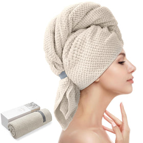 YFONG Large Microfiber Hair Towel Wrap front view in pink