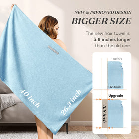 YFONG Large Microfiber Hair Towel Wrap in use on wet hair