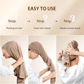 YFONG Large Microfiber Hair Towel Wrap on a bathroom counter