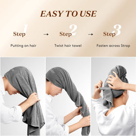 YFONG Large Microfiber Hair Towel Wrap showing absorbent texture