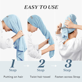 YFONG Large Microfiber Hair Towel Wrap with measurement details
