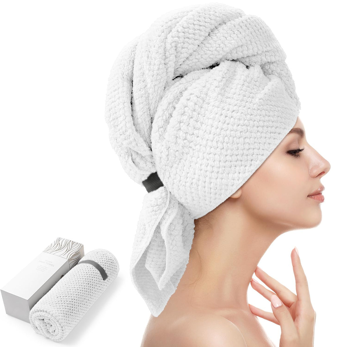 YFONG microfiber hair towel wrap front view, 30x40 inches