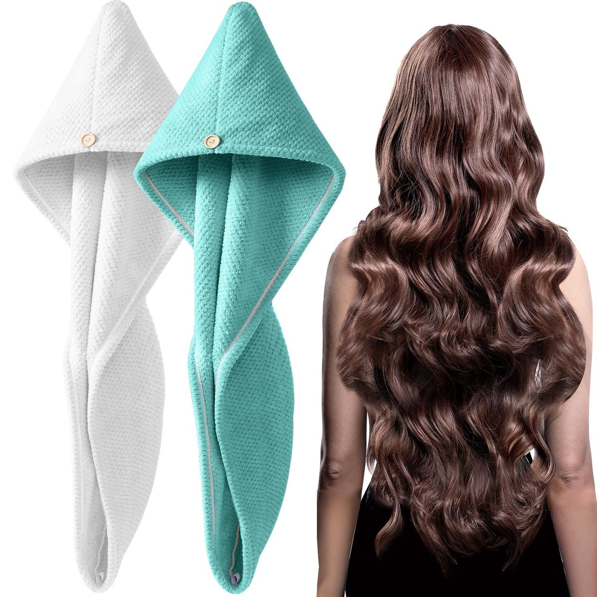 YFONG microfiber hair towel wrap front view in pink