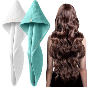 YFONG microfiber hair towel wrap front view in pink