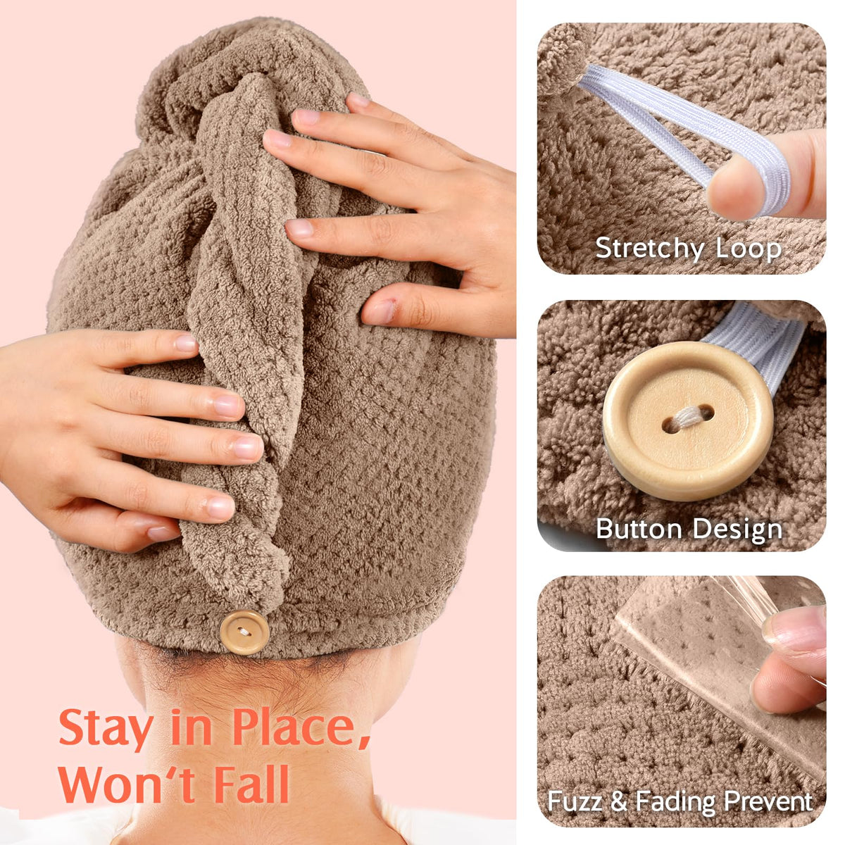 YFONG microfiber hair towel wrap package display