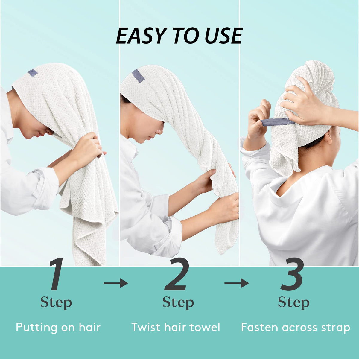 YFONG microfiber hair towel wrap with water droplets