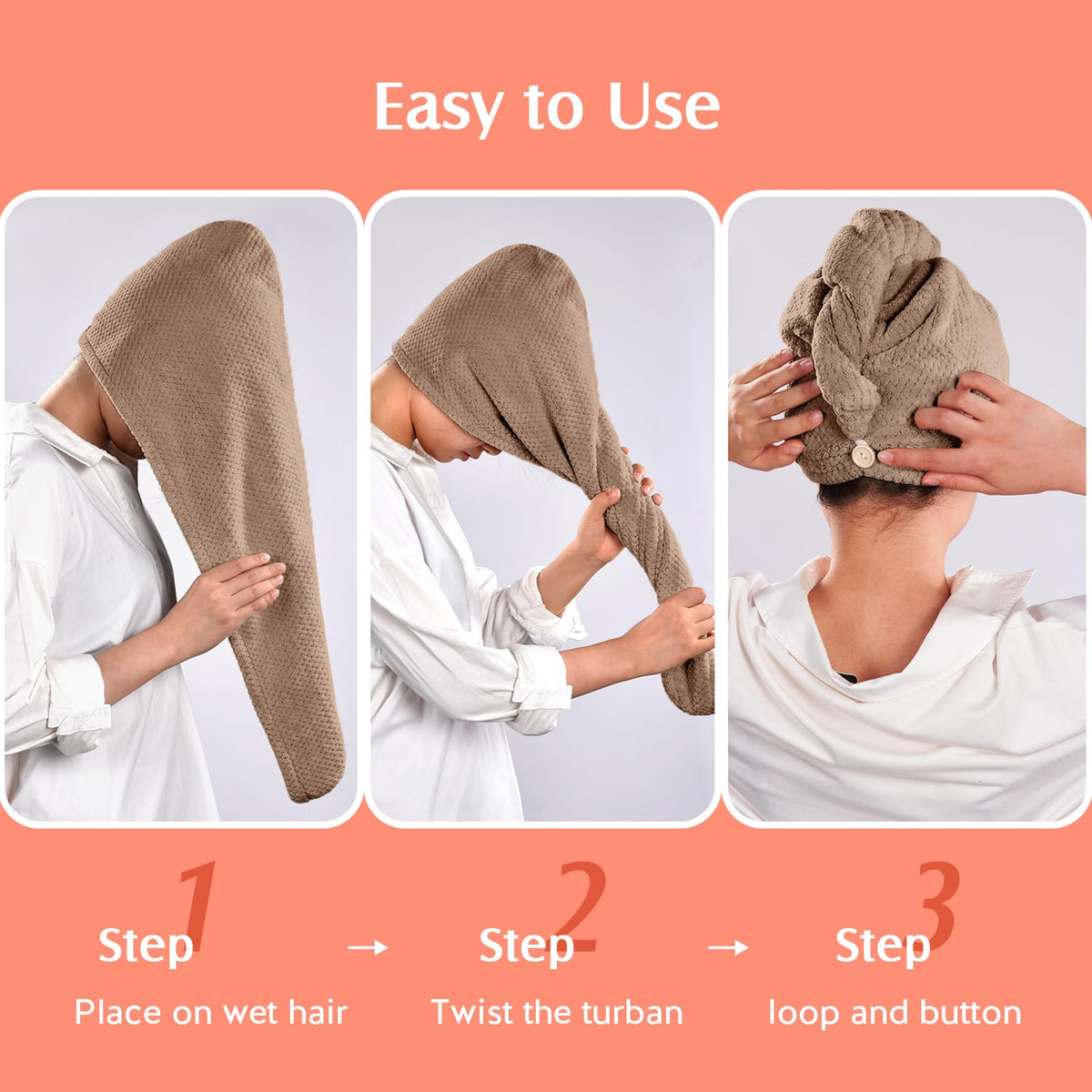 YFONG microfiber hair towel wraps in two different colours