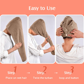 YFONG microfiber hair towel wraps in two different colours