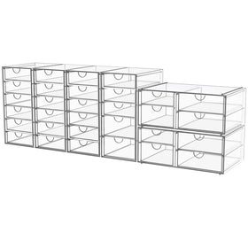 YFXCVSL 6-Pack Acrylic Makeup Organizer front view with 31 drawers