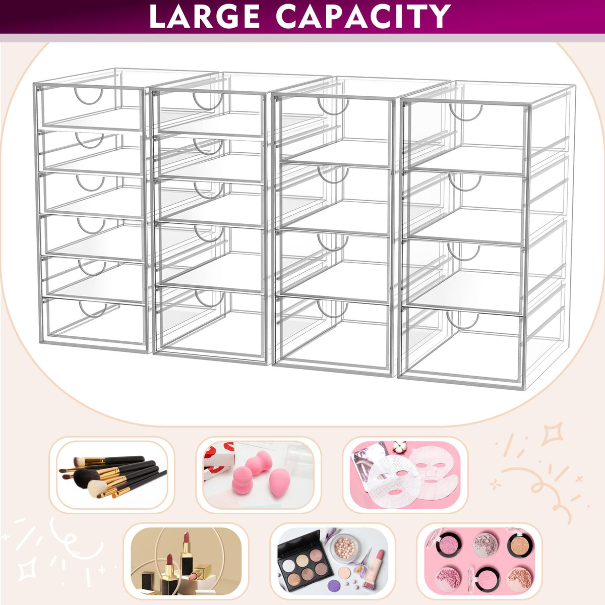 YFXCVSL Acrylic Makeup Organizer displaying jewellery and accessories