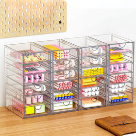 YFXCVSL Acrylic Makeup Organizer in a stylish bathroom setting