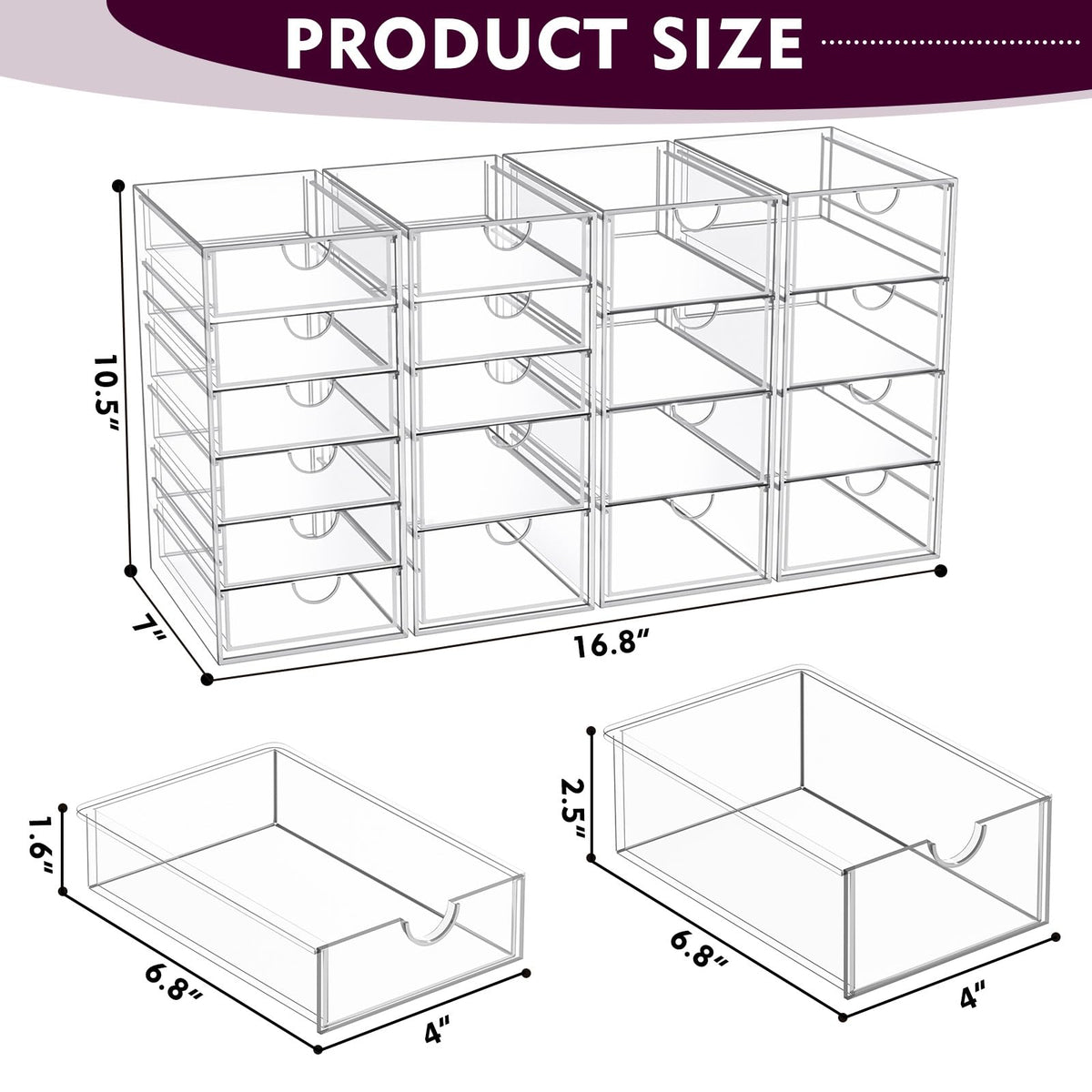 YFXCVSL Acrylic Makeup Organizer on a bathroom counter with cosmetics