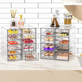 YFXCVSL Acrylic Makeup Organizer side view showcasing drawer layout