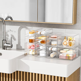 YFXCVSL Acrylic Organizer used for office supplies on a desk