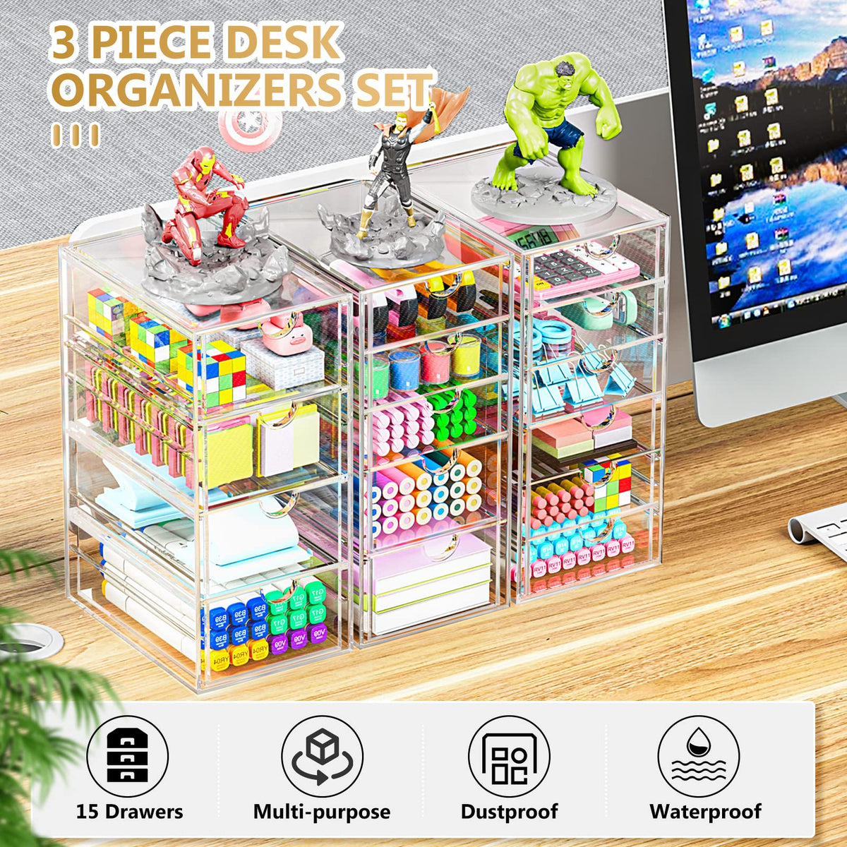 YFXCVSL acrylic storage bins on a dresser