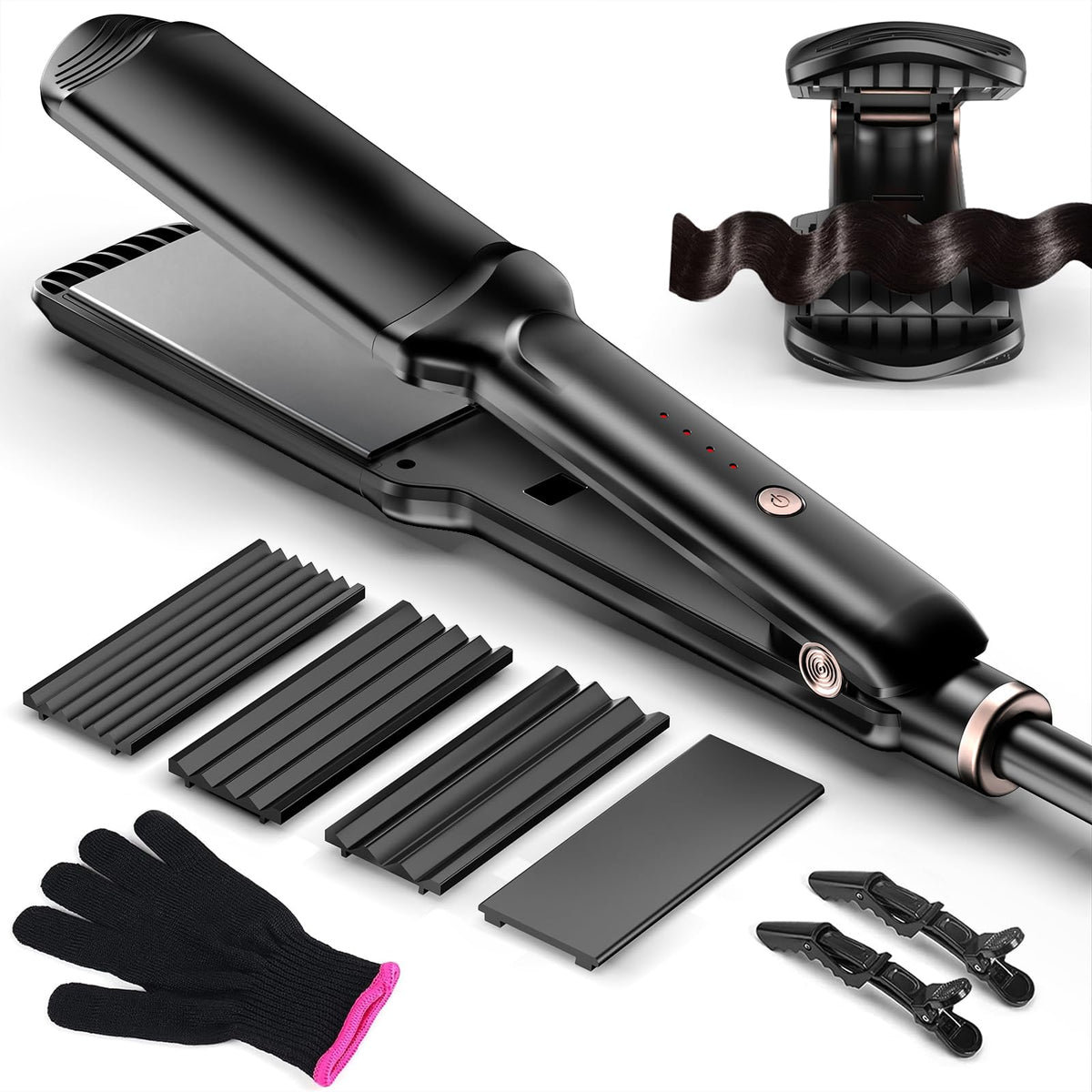 YGOVVK Hair Crimper Waver front view with interchangeable plates