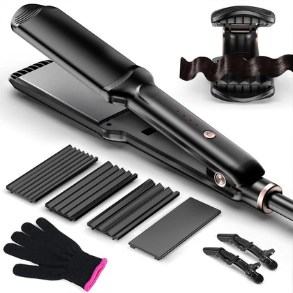YGOVVK Hair Crimper Waver front view with interchangeable plates