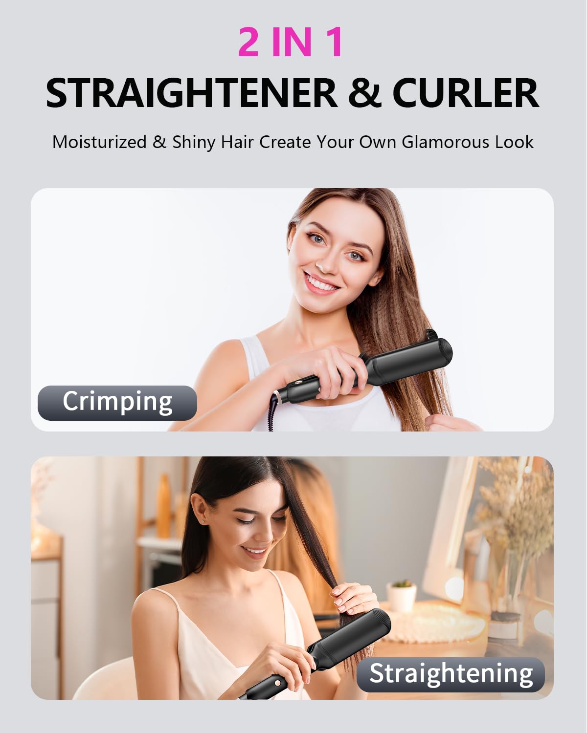 YGOVVK Hair Crimper Waver with 4 interchangeable titanium plates