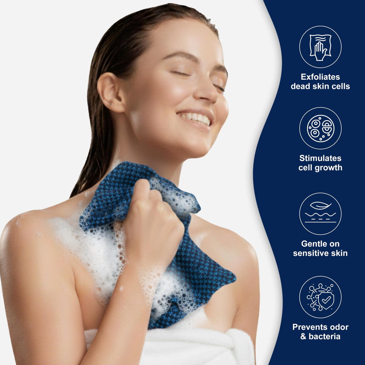 Yiclick Exfoliating Washcloth Towel close-up of scrubbing side