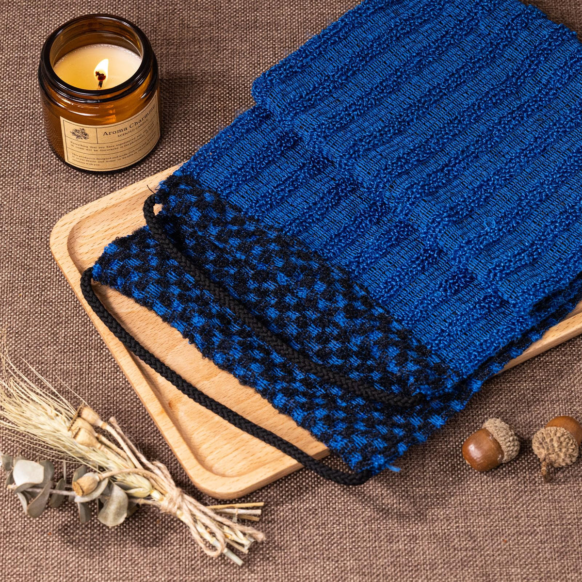 Yiclick Exfoliating Washcloth Towel displayed with other bath accessories