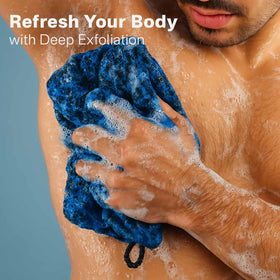 Yiclick Exfoliating Washcloth Towel extended length demonstrating use