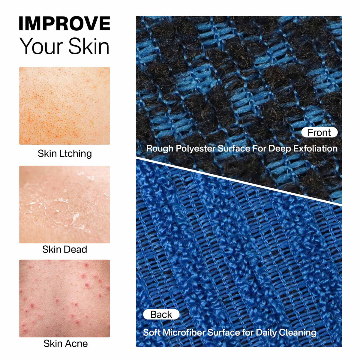 Yiclick Exfoliating Washcloth Towel in a bathroom setting