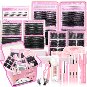 YIDUO 1846Pcs Lash Clusters Kit front view with assorted lash styles