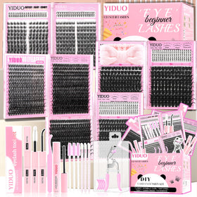 YIDUO 8 Styles Cluster Lash Kit front view with various lash styles