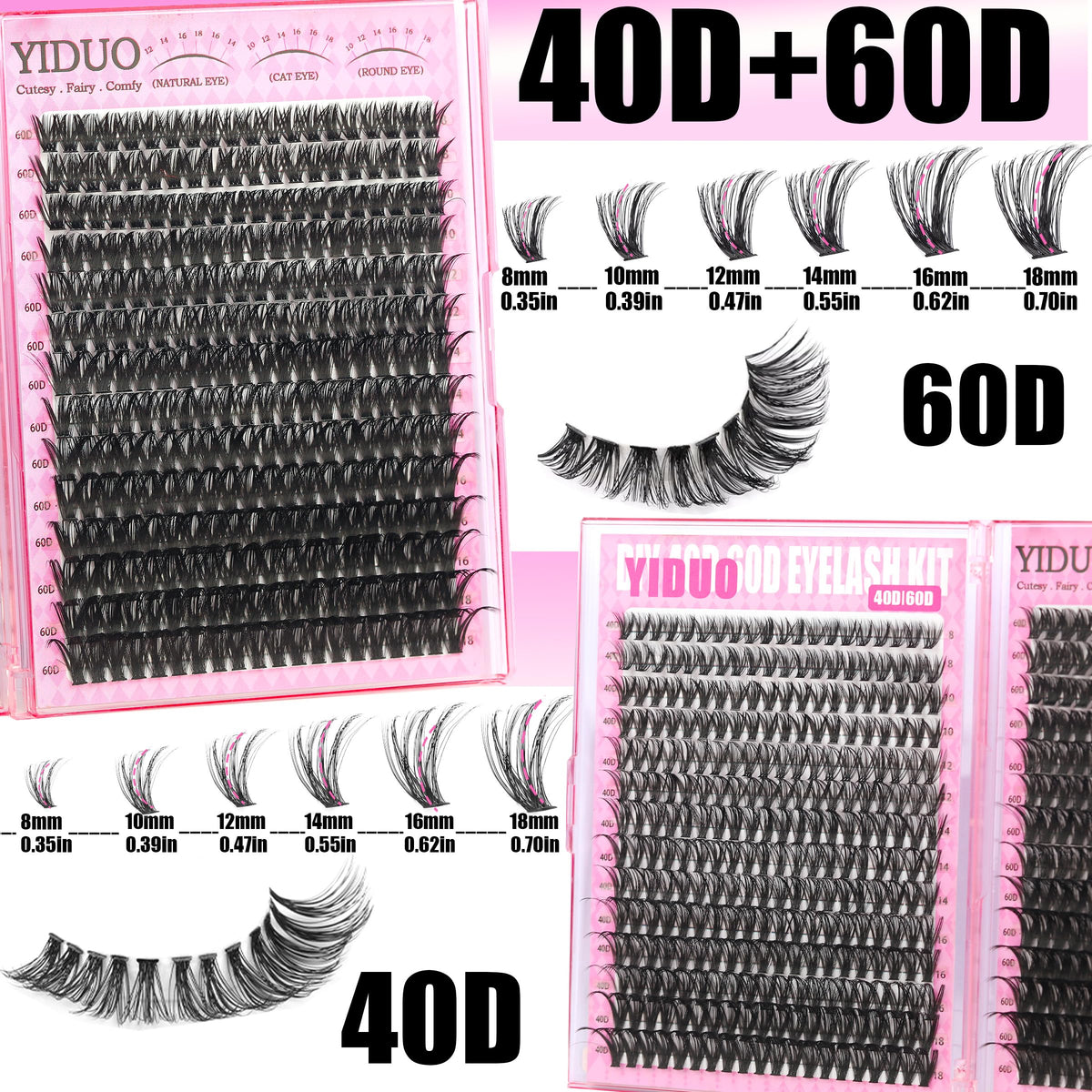 YIDUO 8 Styles Cluster Lash Kit packaging
