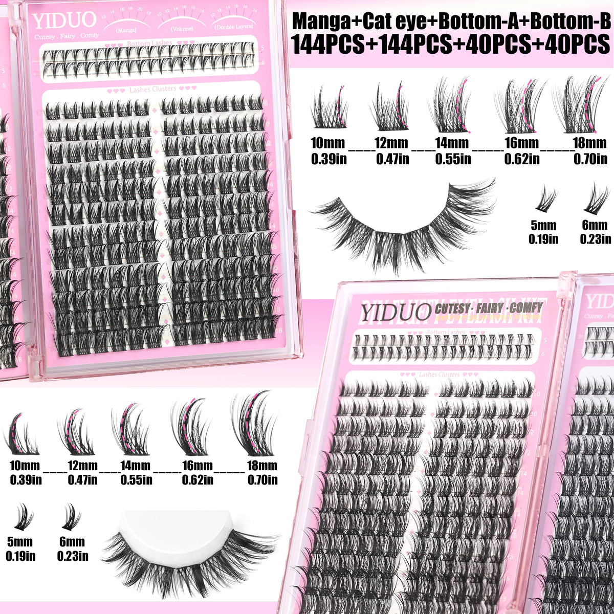 YIDUO bottom lash extensions displayed