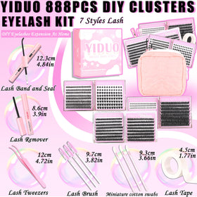 YIDUO cluster lashes arranged in a box