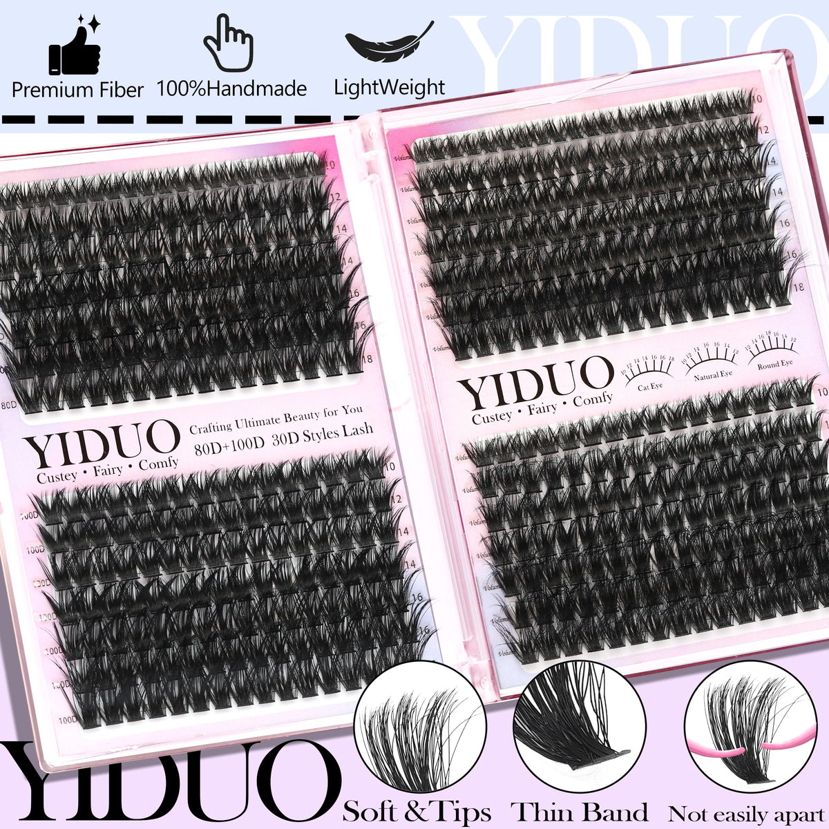 YIDUO cluster lashes in different lengths and styles
