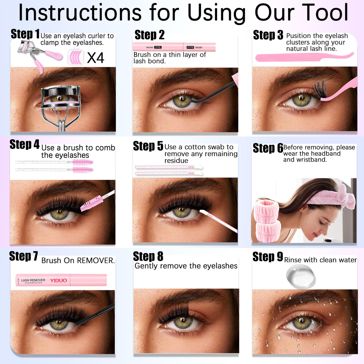 YIDUO eyelash tweezers and curler from kit