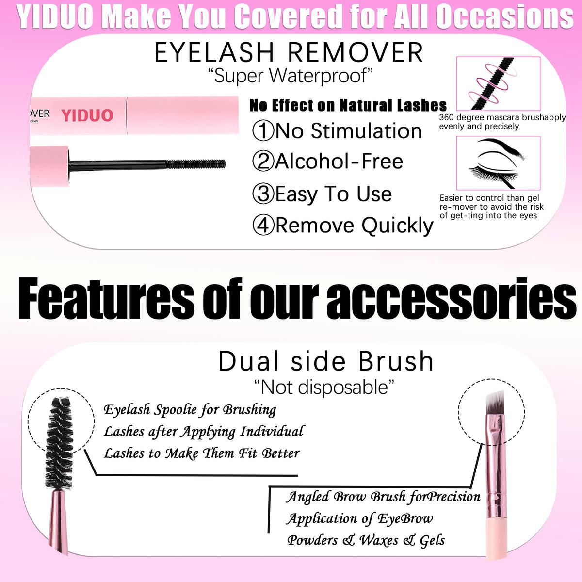 YIDUO eyelash tweezers and dual head brush
