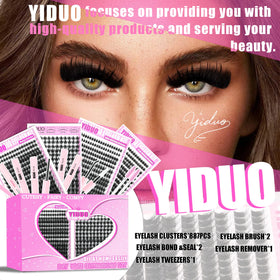 YIDUO lash clusters applied to model's eyes