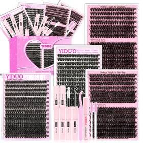 YIDUO Lash Clusters Kit 1078Pcs with bond and seal front view