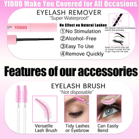 YIDUO Lash Clusters Kit displayed with lashes applied
