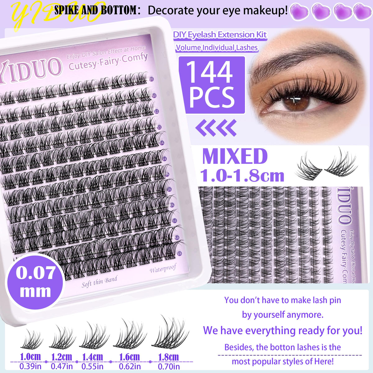 YIDUO Lash Clusters Kit includes eyelash bond and seal