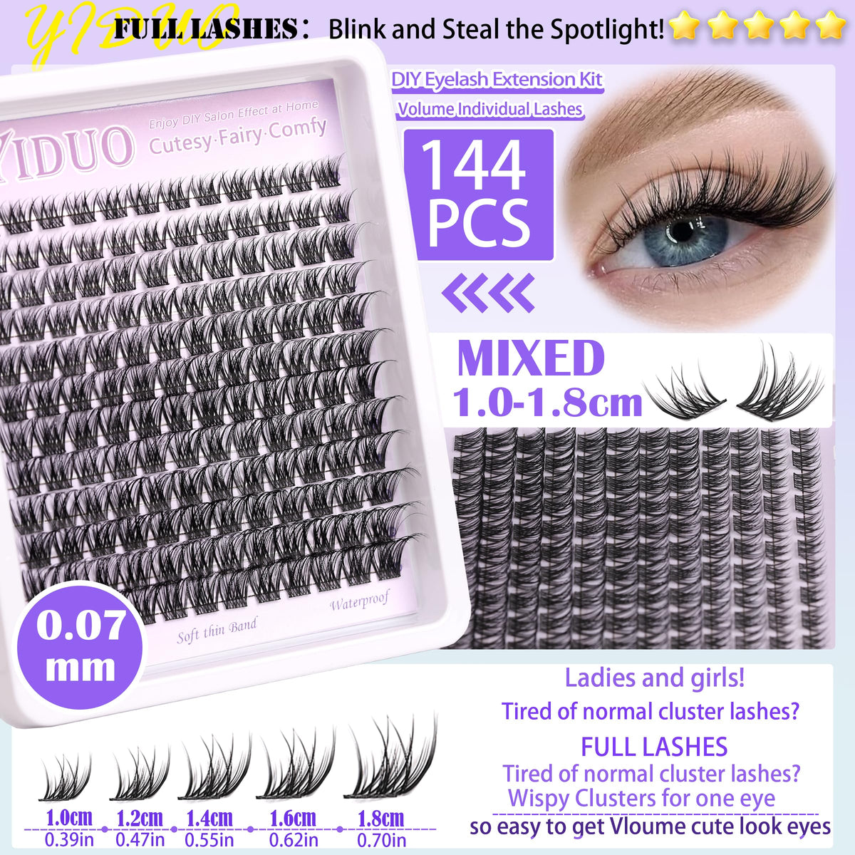 YIDUO Lash Clusters Kit individual lashes in Dramatic style